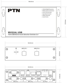 PTN - WVG2AL USB - 2 voudige VGA/audio + USB switcher