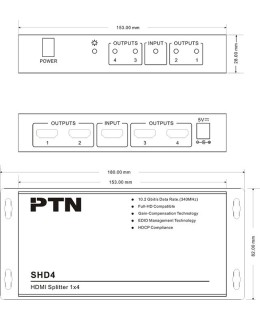 PTN - SDV4 - 4 voudige DVI splitter
